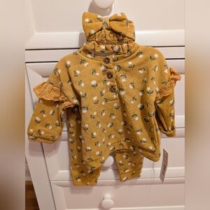 Nicole Miller Yellow Floral Baby Outfit